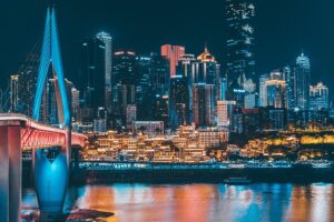 Vibrant Chinese city at night