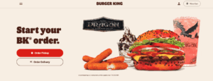 Screengrab of burger king website