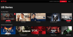 Screngrab of Netflix homepage, an example of a rebranded company
