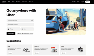 Uber website screengrab to denote valuable domain name