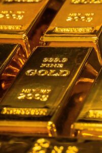 Blocks of gold bars denoting the value of a premium domain name