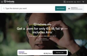 Screen shot of GoDaddy website for best domain brokers roundup.