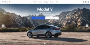 Screenshot of Tesla website for article about securing the Tesla.com domain name