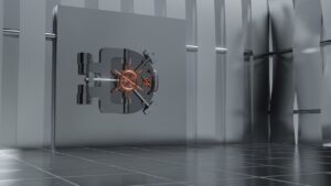 A large vault door denoting the importance of secure transactions during the purchase of a premium domain name