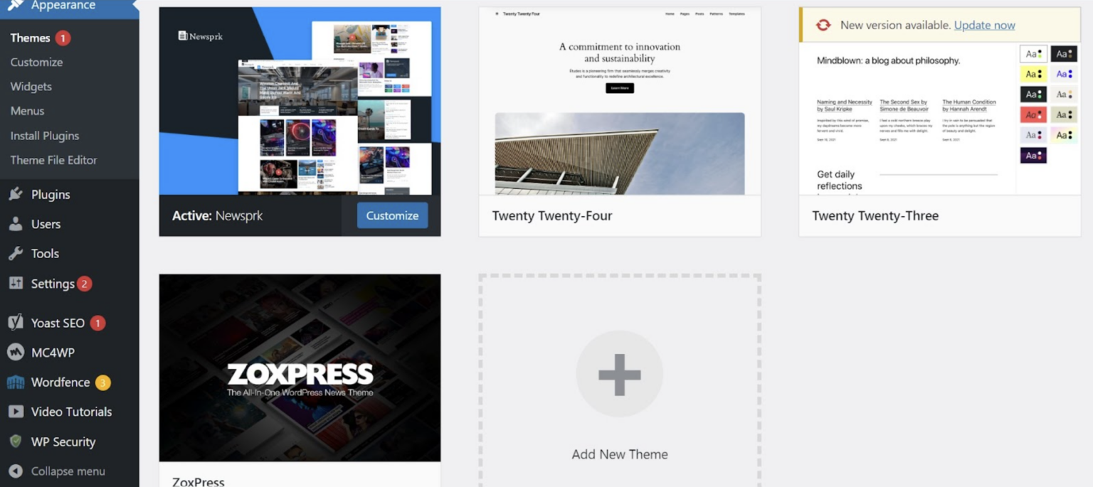 WordPress theme library