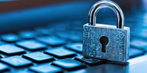 Padlock on a PC keyboard denoting security when buying a domain name anonymously