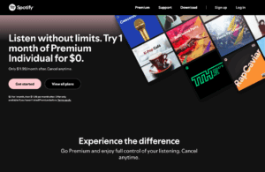 Spotify homepage screen grab for article about powerful brand names