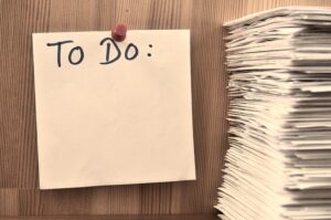 To-do list pinned to wall