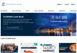 ICANN screengrab for post about premium domain opportunities in 2026