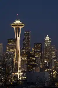 Seattle skyline at night