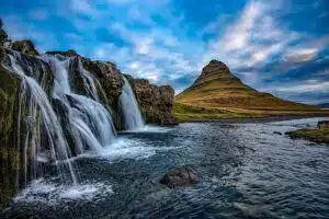 Iceland waterfalls and mountain