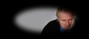 Disappointed man looking gloomy