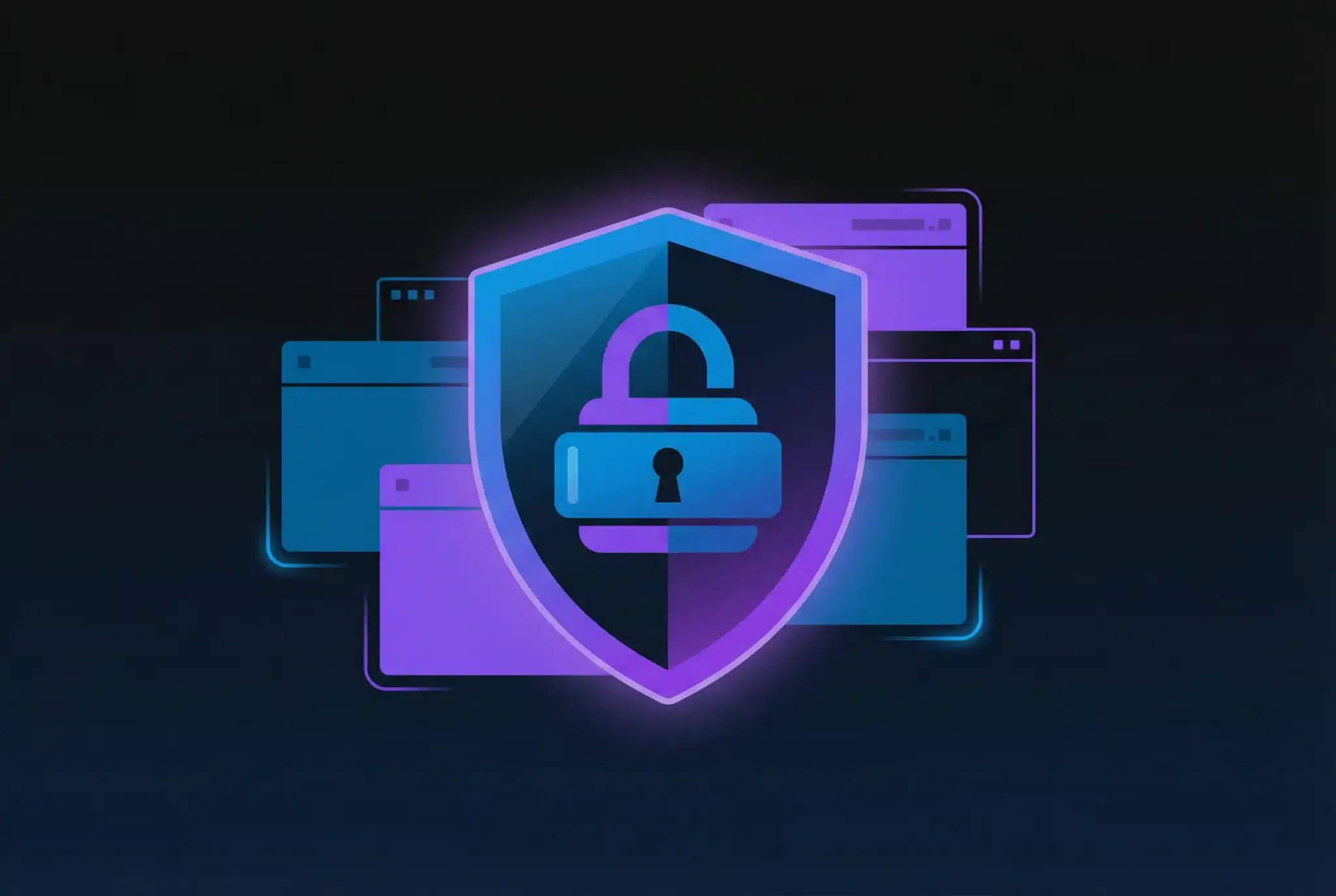 Shield protecting domain name locks representing domain portfolio security and protection against hijacking